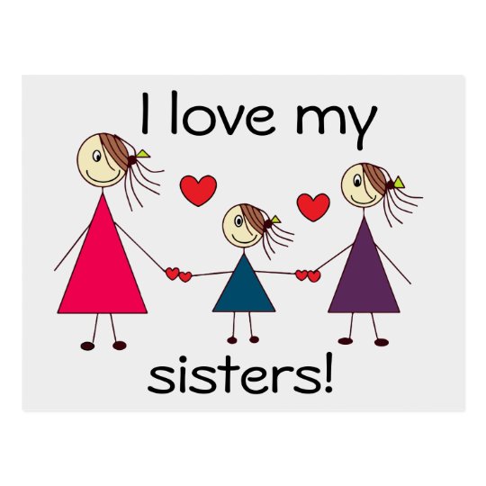 I love my sisters Cute Sisters Love Postcard | Zazzle.co.uk