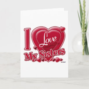 I Love My Sisters red - heart Holiday Card