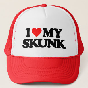 I LOVE MY SKUNK TRUCKER HAT