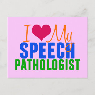 I Love My SLP (pink) Postcard