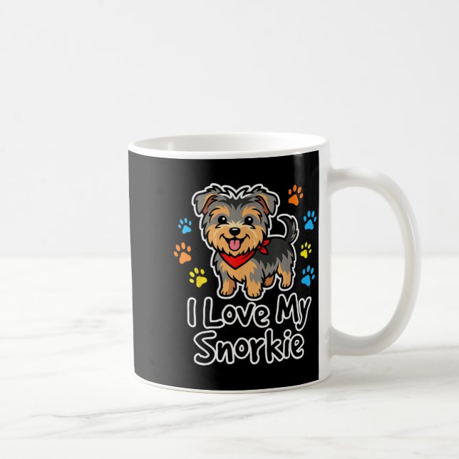 I Love My Snorkie Cute Schnauzer Yorkie Mix Dog Lo Coffee Mug (Right)