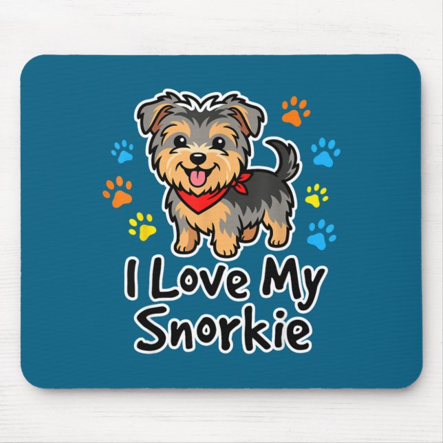 I Love My Snorkie Cute Schnauzer Yorkie Mix Dog Lo Mouse Mat (Front)