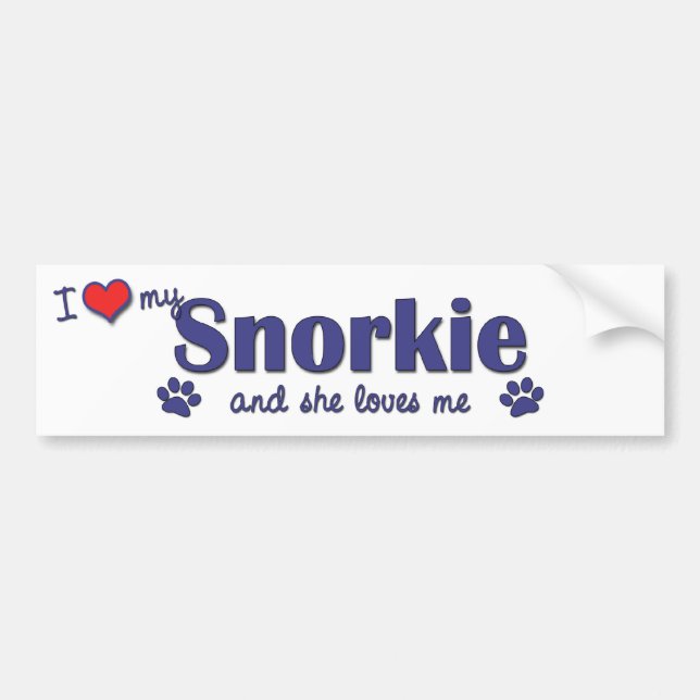 I Love My Snorkie (Female Dog) Bumper Sticker (Front)