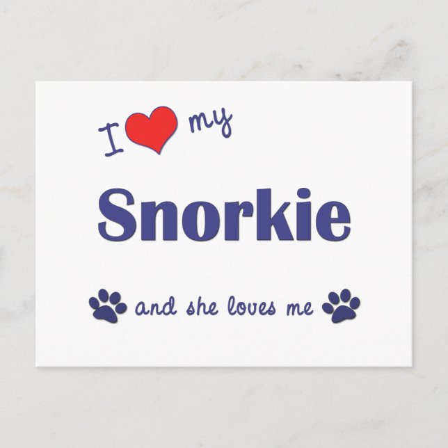 I Love My Snorkie (Female Dog) Postcard (Front)