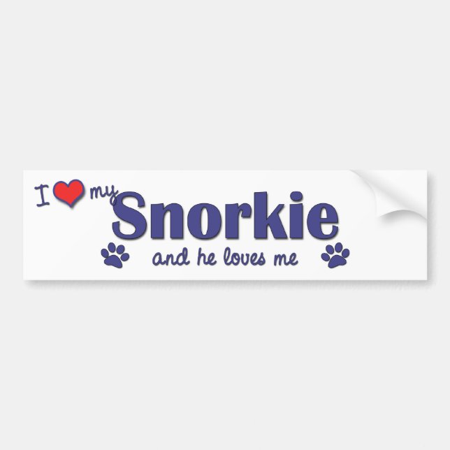I Love My Snorkie (Male Dog) Bumper Sticker (Front)