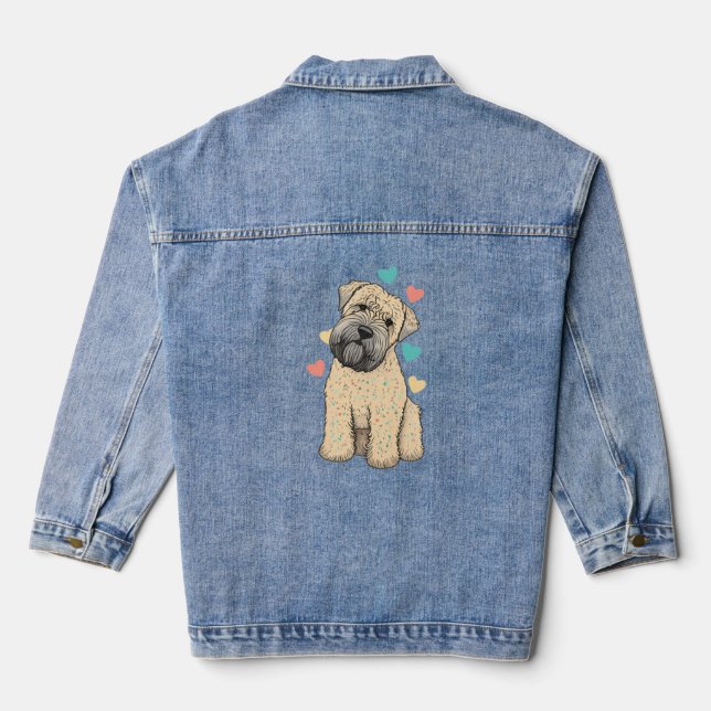 I Love My Soft Coated Wheaten Terrier Dog Heart Denim Jacket (Back)