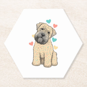 I Love My Soft Coated Wheaten Terrier Dog Heart Paper Coaster