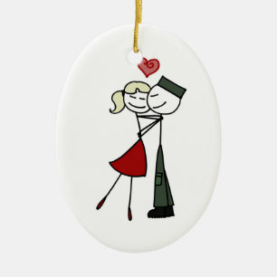 I Love My Soldier (blonde) Ceramic Tree Decoration