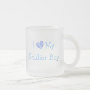 I Love My Soldier Boy Frosted Glass Coffee Mug