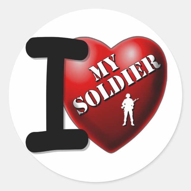 I Love My Soldier Classic Round Sticker (Front)