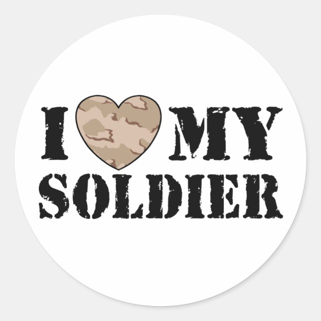 I Love My Soldier Classic Round Sticker (Front)