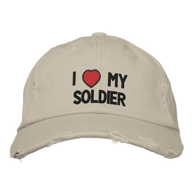 I Love My Soldier Embroidered Hat (Front)