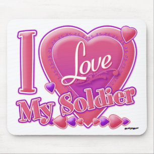 I Love My Soldier pink/purple - heart Mouse Mat