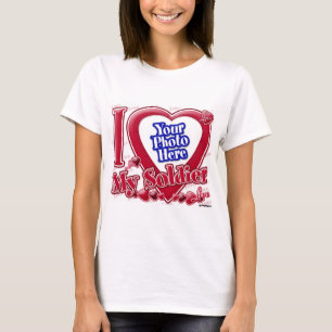 I Love My Soldier red heart - photo T-Shirt