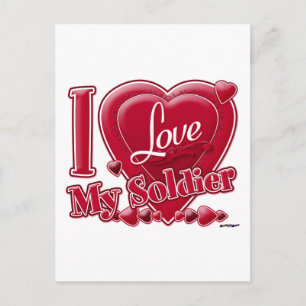 I Love My Soldier red - heart Postcard