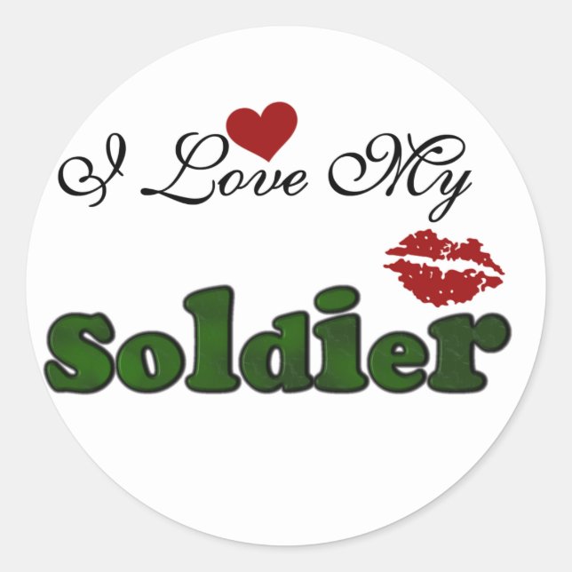 I Love My Soldier Tshirts and Gifts Classic Round Sticker (Front)