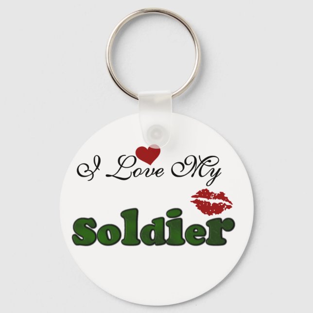 I Love My Soldier Tshirts and Gifts Key Ring (Front)