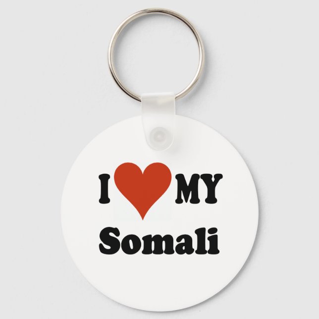 I Love My Somali Cat Merchandise Key Ring (Front)