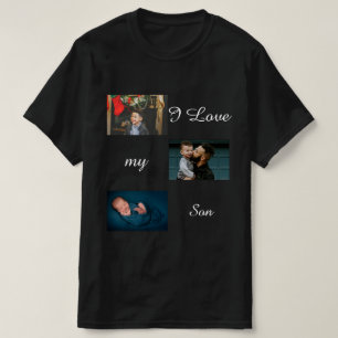 I Love My Son Custom 3 Photo Collage  T-Shirt