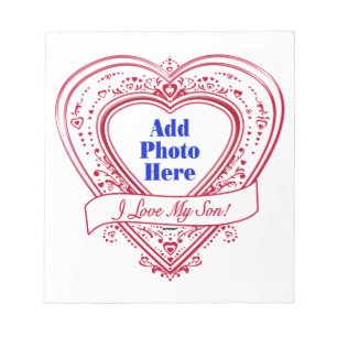 I Love My Son! Photo Red Hearts Notepad