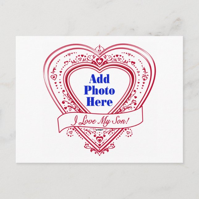 I Love My Son! Photo Red Hearts Postcard (Front)