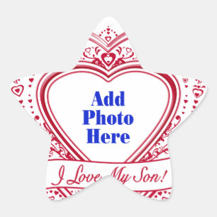 I Love My Son! Photo Red Hearts Star Sticker