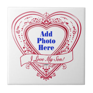 I Love My Son! Photo Red Hearts Tile