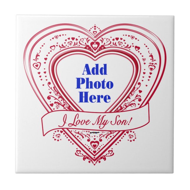 I Love My Son! Photo Red Hearts Tile (Front)