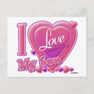 I Love My Son pink/purple - heart Postcard