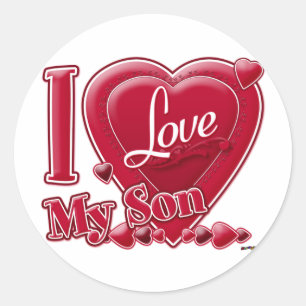 I Love My Son red - heart Classic Round Sticker