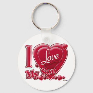 I Love My Son red - heart Key Ring