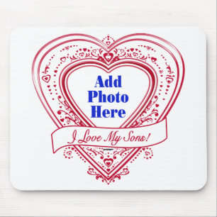 I Love My Sons! Photo Red Hearts Mouse Mat