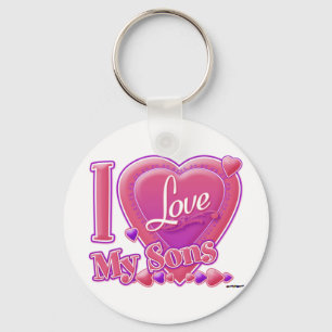 I Love My Sons pink/purple - heart Key Ring