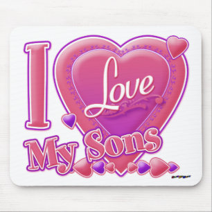 I Love My Sons pink/purple - heart Mouse Mat