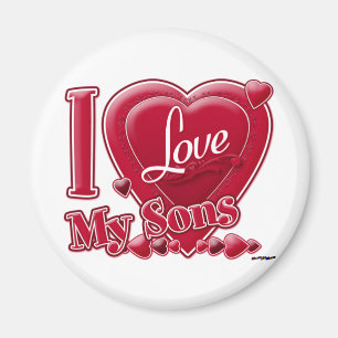I Love My Sons red - heart Magnet