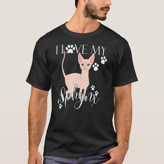 I Love My Sphynx Ca Cats Lady Mum Kitty Kitten T-Shirt (Front)
