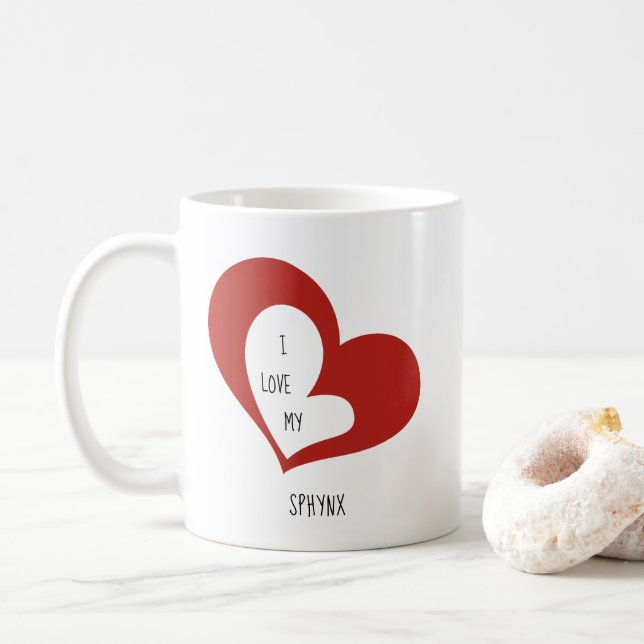 I Love My Sphynx Cat Coffee Mug (With Donut)