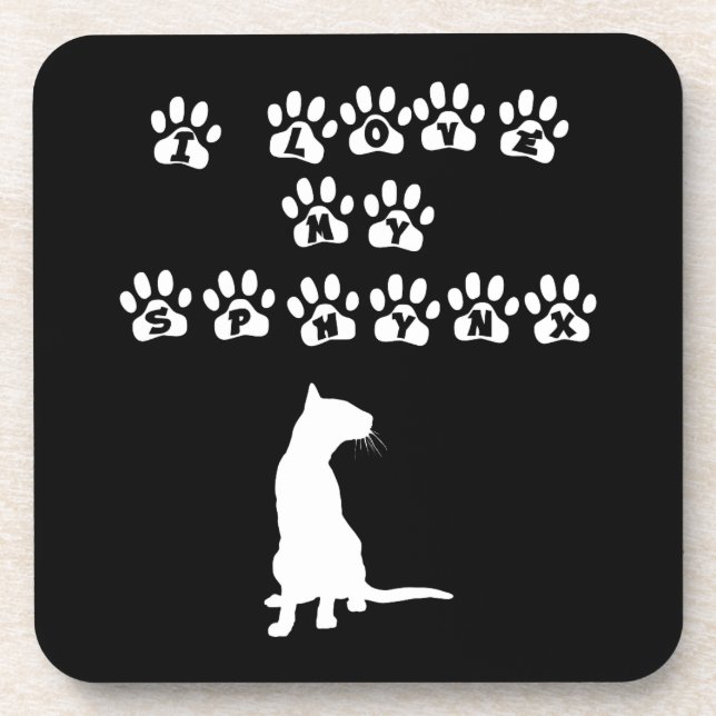 I Love My Sphynx White Coaster (Front)