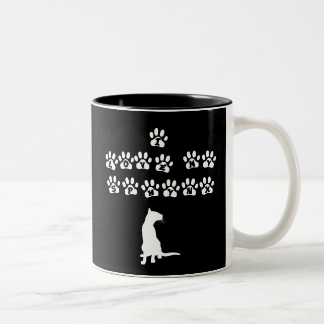 I Love My Sphynx--White Text Two-Tone Coffee Mug (Right)
