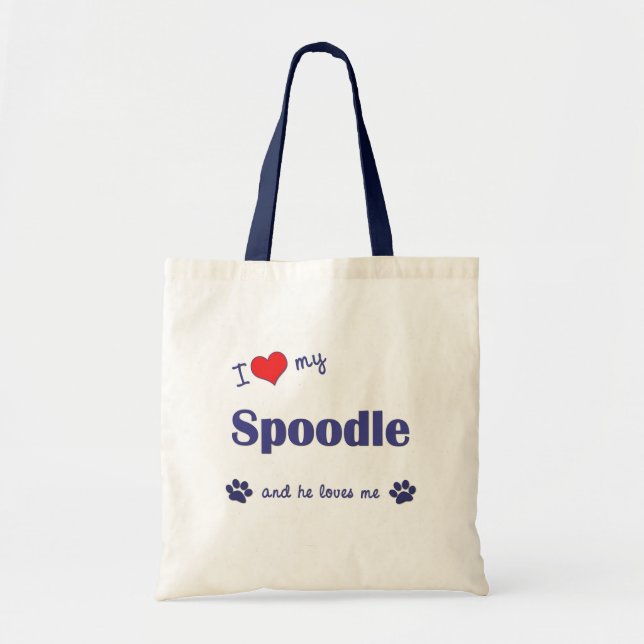 I Love My Spoodle (Male Dog) Tote Bag (Front)