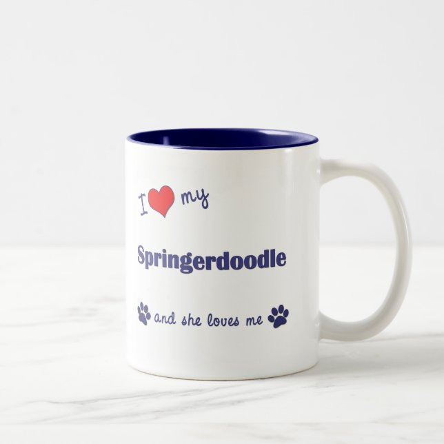 I Love My Springerdoodle (Female Dog) Two-Tone Coffee Mug (Right)