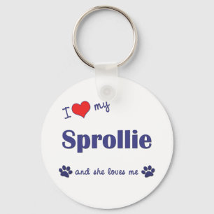 I Love My Sprollie (Female Dog) Key Ring