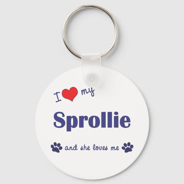 I Love My Sprollie (Female Dog) Key Ring (Front)
