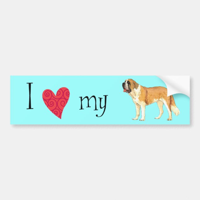 I Love my St. Bernard Bumper Sticker (Front)