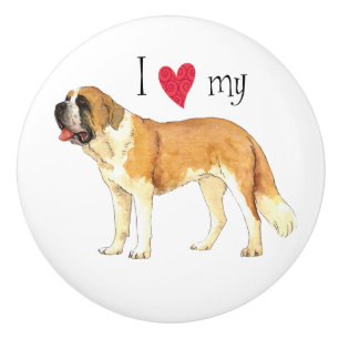 I Love my St. Bernard Ceramic Knob