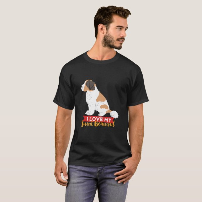 I Love My St Bernard Cute Dog Lover Puppy Owner T-Shirt (Front Full)
