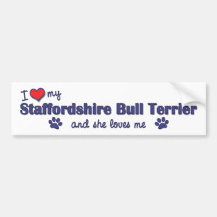 I Love My Staffordshire Bull Terrier (Female Dog) Bumper Sticker