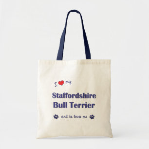 I Love My Staffordshire Bull Terrier (Male Dog) Tote Bag