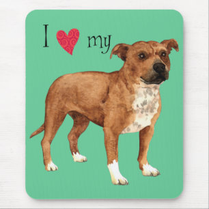 I Love my Staffordshire Bull Terrier Mouse Mat
