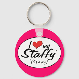 I Love My Staffy (It's a Dog) Key Ring